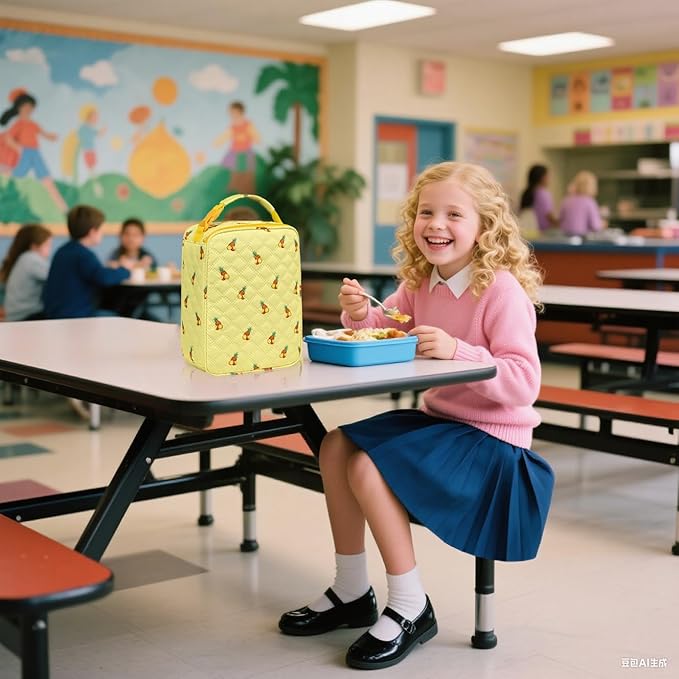 TuErCao Lunch Box Kids for School, Lightweight Small Lunch Bag for Boys Girls for School, Office, Picnic, Compact Reusable Clip LunchBox Fits Bento Boxes, Snack and Foods, Pineapple