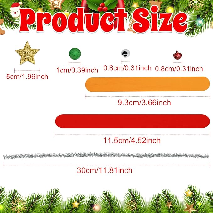 Cinrobiye Christmas Snowman DIY Craft Kit Craft Stick Christmas Tree Hanging Ornaments Hanging for Winter Christmas Party Favor Children Fun Home Classroom Activities Project