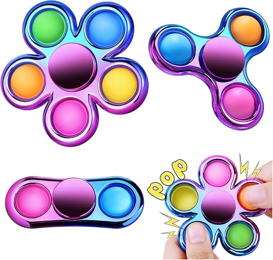 Pop Fidget Spinner Sensory Fidget Toys Adults Kids 4-8-12 with Autism ADHD, Anxiety Toys Stress Relief Teen Boy Gifts Birthday, Party Favors Classroom Return Carnival Prizes Goodie Bag Stuffers