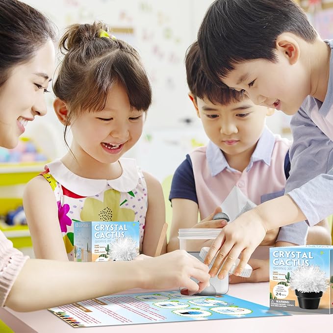 Crystal Growing Kit for Kids, Cactus-White DIY Crystal Science Experiment Set, Grow Your Own Crystals, STEM Educational Chemistry Kit for Boys & Girls Ages 6-12, Fun Science Lab Gift for Kids