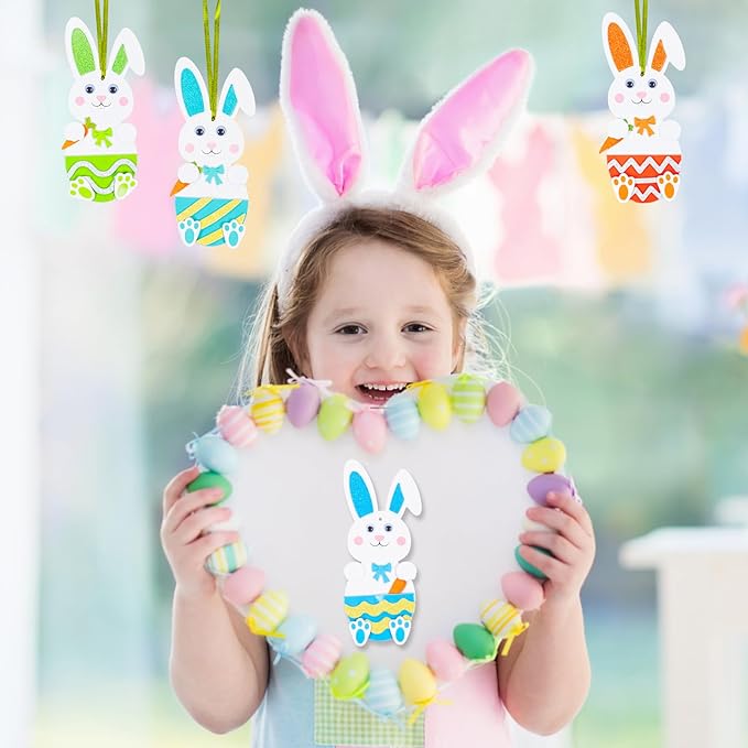 Fennoral 12 Pack Bunny Craft for Kids Make You Own Rabbit Foam Stickers Ornament DIY Easter Arts and Crafts for Party Decoration Easter Gifts