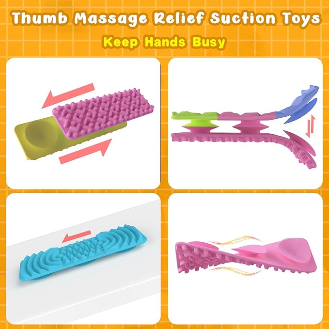 Fidget Toys for Kids Sensory Strips: 16 Pack Textured Suction Toys for Autism Kids Calming - Stress Toys for Autism Calming - Fun Fidgets for Student Classroom Prize Stocking Stuffers