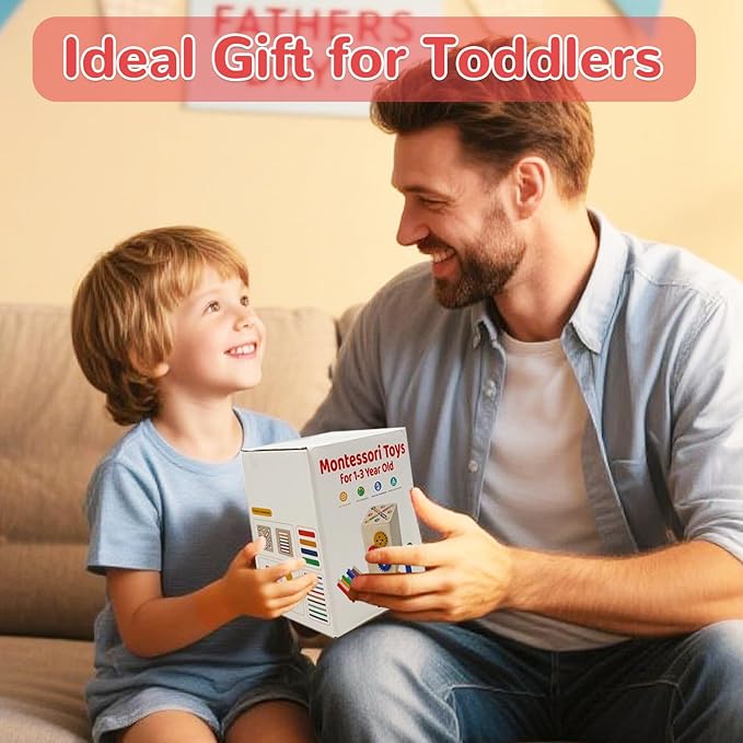 Wooden Montessori Toys for Toddlers, Color & Shape Sorting Matching Games, Fine Motor Skills Sensory Preschool Learning Educational Toys Baby Boys Girls Gifts (3 in 1)