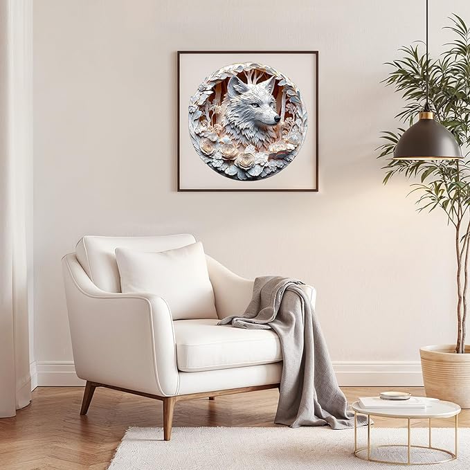 Wooden Jigsaw Puzzles, Wolf Wooden Puzzles for Adults with Unique Shape, Adult Jigsaw Puzzle, Birthday Gifts for Adults,13.4"x13.4" - 300pcs