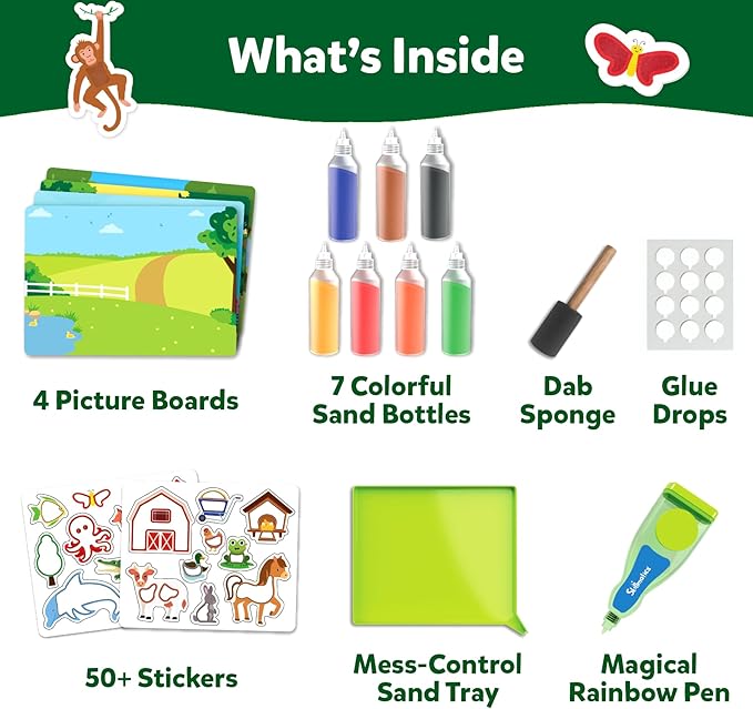 Skillmatics Sand Art Activity - Animals, Create & Stick 50+ Colorful Stickers, Creative Craft Kits & Supplies for Kids, Gifts for Girls & Boys Ages 4, 5, 6, 7, 8, 9, 10