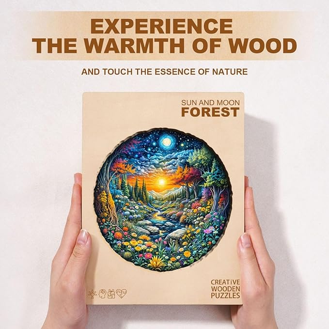 Sun Moon Forest Puzzles Adults Gifts Wooden 200 Pieces 11.4 * 11.4in