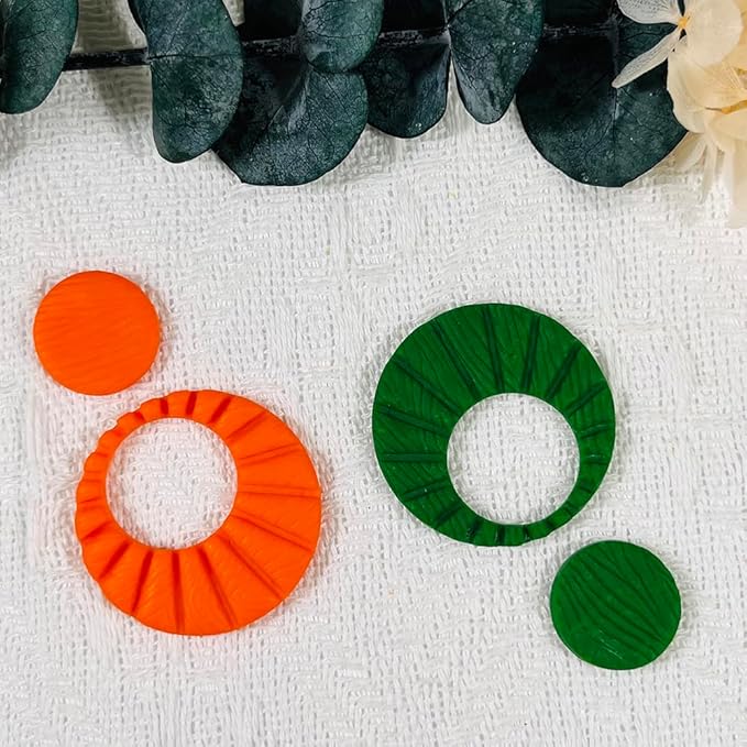 Xaekicr Sunburst Ring Polymer Clay Cutters – Textured Circle Clay Cutters and Tools for Polymer Clay Jewelry Making and DIY Earrings