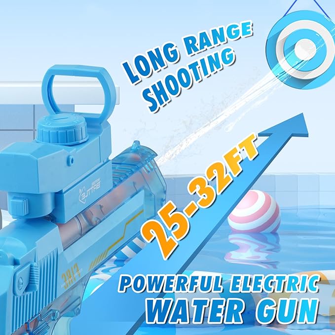 Electric Water Gun for Adults, Auto-Manual Water Guns with Large Capacity, Automatic Squirt Guns with Action Design, 32FT Range & Battery Powered, Summer Beach Pool Outdoor Toys for Kids 8-12 Gifts
