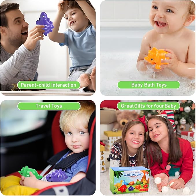 Letters Matching Game Dinosaur Toys 26 Letters Double-Sided ABC Alphabet Match Uppercase Lowercase, Montessori Learning Toy Educational Fine Motor Skill for 12 Months Toddlers Kids 1 2 3 4 5 Years Old