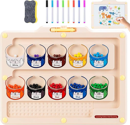 Montessori Toys for 3+ Year Old Toddlers,Double-Side Magnetic Color and Number Maze,Educational Toys for 3+ Year Old Kids,Magnetic Puzzle as 3-5 Year Old Birthday Gifts for Boys and Girls