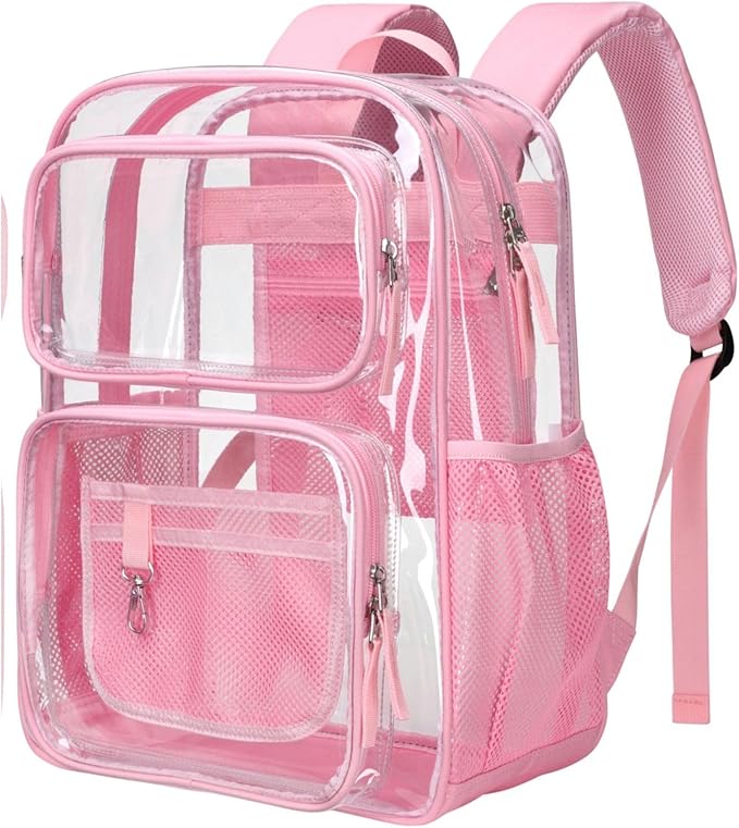 PACKISM Clear Backpack for School - 17 inch Large Heavy Duty Clear Bookbag, See Through PVC Backpacks (for age 12 above)