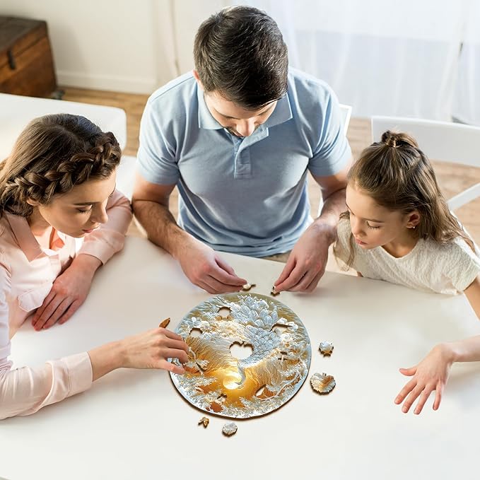 KAAYEE Wooden Puzzles for Adults, 3D Visual Effect Beautiful Peacock Wooden Jigsaw Puzzle Unique Shape Wood Puzzle Adult, Birthday Gifts for Puzzle Lovers Family Games (L-13.2 * 13.2 in-256pcs)