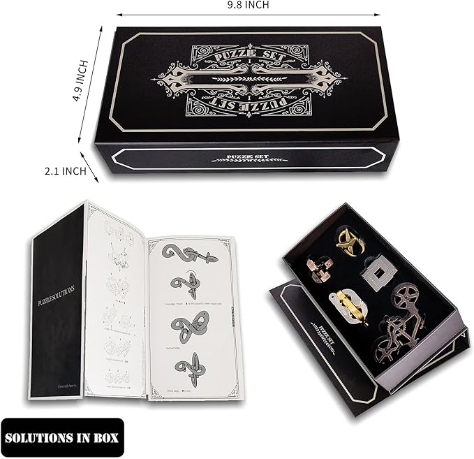 5 Pcs Metal Puzzles 3D Brain Teaser Puzzles for Adults Teens, Highly Difficult Metal Brain Puzzles, IQ Logic Test Disentanglement Game for Classroom Party Mind Challenge School Supplies(Key Puzzle)