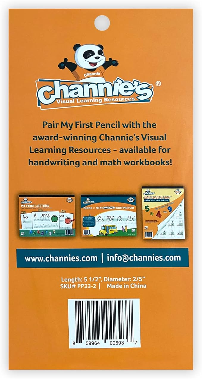 Channie's My First Pencil, Easy-to-Hold Write Size Graphite Jumbo Barrel Presharpened Wooden 2B Small Pencils for 3-7 Year Olds, Brown Color, 2 Pack (5 Pencils Each)