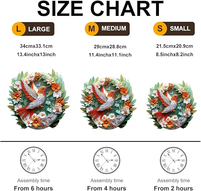 Wooden Puzzles for Adults, Wooden Jigsaw Puzzles for Adults Kids, Paper Carving Hummingbird Unique Shaped Wood Puzzles Adult, Creative Birthday Gifts for Friends Family Game(11.4 * 11.1in 195pcs)