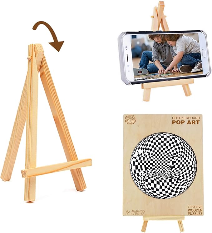 Wooden Puzzles for Adults, Wooden Jigsaw Puzzles for Adults Kids, Checkerboard Pop Art Unique Shaped Wood Puzzles Adult, High-Challenge Birthday Gifts for Friends Family Game (8.5 * 8.5in 100pcs)