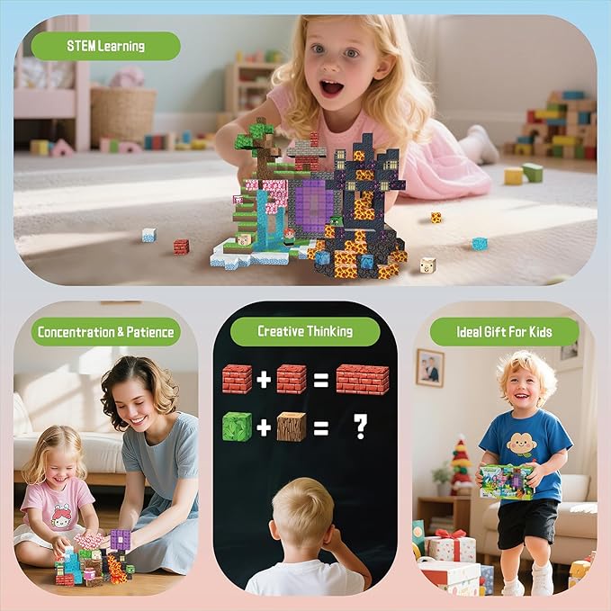 Magnetic Blocks - 120PCS Magnetic Building Blocks STEM Sensory Toys Magnet Building Cube Toys for Kid Age 3 4 5 6 7 8 9 10, Building Sets for Boys Girls Age 3+, Gift for Birthday