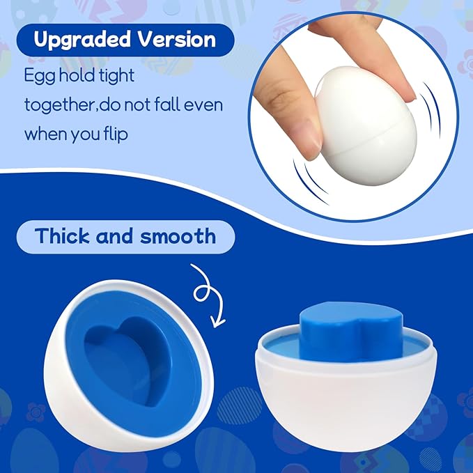 Tinabless Matching Eggs Toys 12 pcs Set Color & Shape Recoginition Sorter Puzzle for Toddlers, Christmas Easter Travel Game Early Learning Educational Gift for Year Old Kids