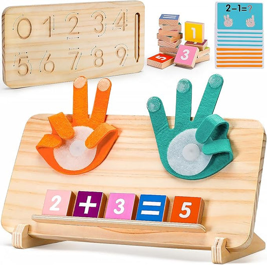 SEPHIX Montessori Math Toys for 3-5 Year Olds – Wooden Preschool Learning Toys with Number Blocks, Sensory Counting Board & Tracing Stylus – Kindergarten Educational Manipulatives Gift for Boys Girls