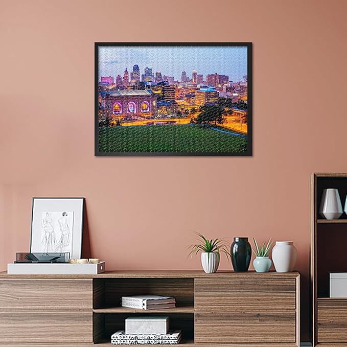 Puzzles for Adults - Buildings of Kansas City Jigsaw Puzzles 1000 Pieces, Cityscape Art Hard Impossible Difficult Challenging Family Puzzle (27.5"x19.7"), Unique Home Decor & Birthday Gift