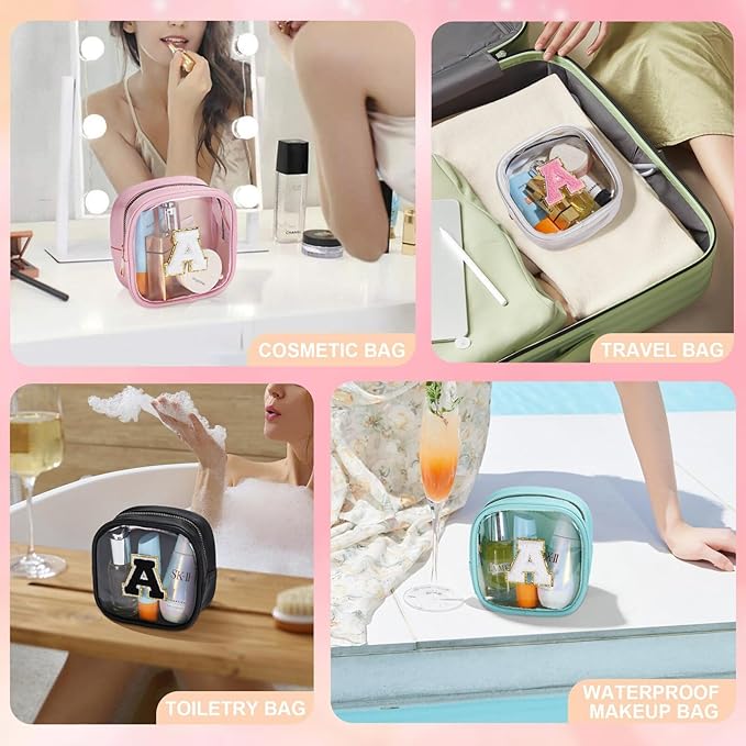 YOOLIFE Small Makeup Bag, Clear Makeup Bag Preppy Cosmetic Bags Travel Essentials Gifts for Women Teen Girlfriend Teacher Birthday Gifts 12 13 14 15 16 Years Old Girl Gifts Trendy Stuff White Mini A