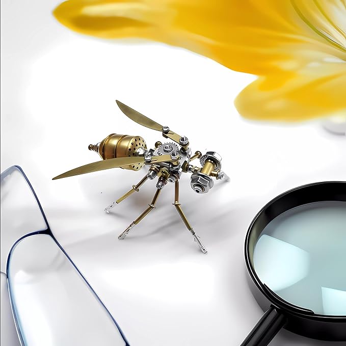 Challenging 3D Puzzle Gift Steampunk Metal Insect Bug Mechanical Sculpture Steampunk Insect Clockwork 3D Vespa Model Engineering for Teens Personalized Ornament Gift(Vespa)