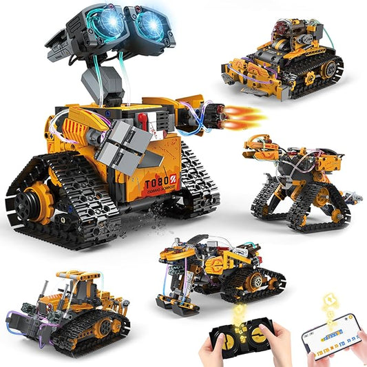5-in-1 Technic Robot Building Kit for Kids – 673 PCS App & Remote Controlled Wall Robot Toy Set, Programmable STEM Construction Toy, Birthday Gift for Boys and Girls Ages 6-12+