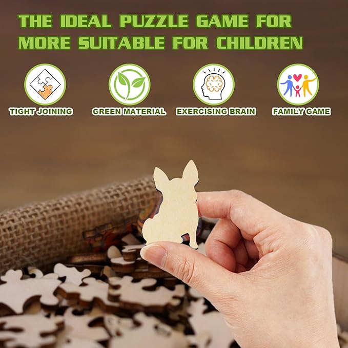 Wooden Puzzles for Kids Ages 4-8, Cute Dog Puzzle, Unique Animal Shaped Wooden Jigsaw Puzzles for Kid, 50 Pieces Puzzles for Kids(50pcs,11.4 * 11.4in)