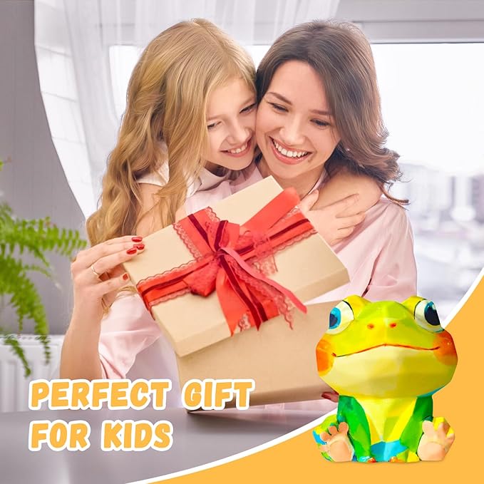 Loungelore Paint Your Own Frog Lamp Kit, Art Supplies Arts and Crafts for Kids Ages 8-12, DIY 3D Frog Night-Light, Creativity Painting Kit Toy for Girl Boy Teen, Birthday Gift for Daughter Son