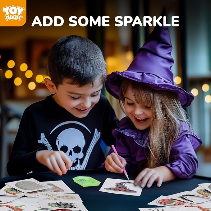 TOY Life Diamond Painting Kit 20PCS Gem Art Stickers for Kids, Halloween Fun Toys Pumpkin Ghost Witch Hat Crafts for Girls 8-12, Diamond Art Kits for Kids Birthday Gift Ideas
