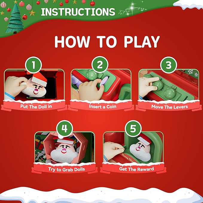 Claw Machine for Kids, Mini Vending Arcade Capsule Game With Prizes for Ages 8-13 Girls | Candy Machine With LED Lights & Adjustable Sound, Party Christmas Toys Gifts