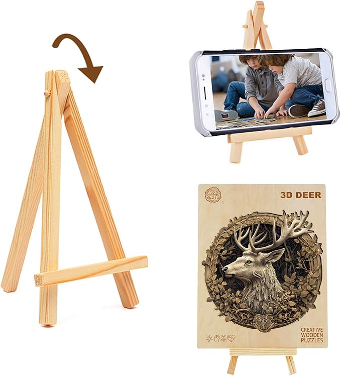 Wooden Puzzles for Adults, 3D Vision Effect Deer Wooden Jigsaw Puzzles Unique Shape Advanced Wood Puzzle Adult, Fathers Flat Puzzle Birthday Gift Family Game (8.5 * 8.3in 100pcs)