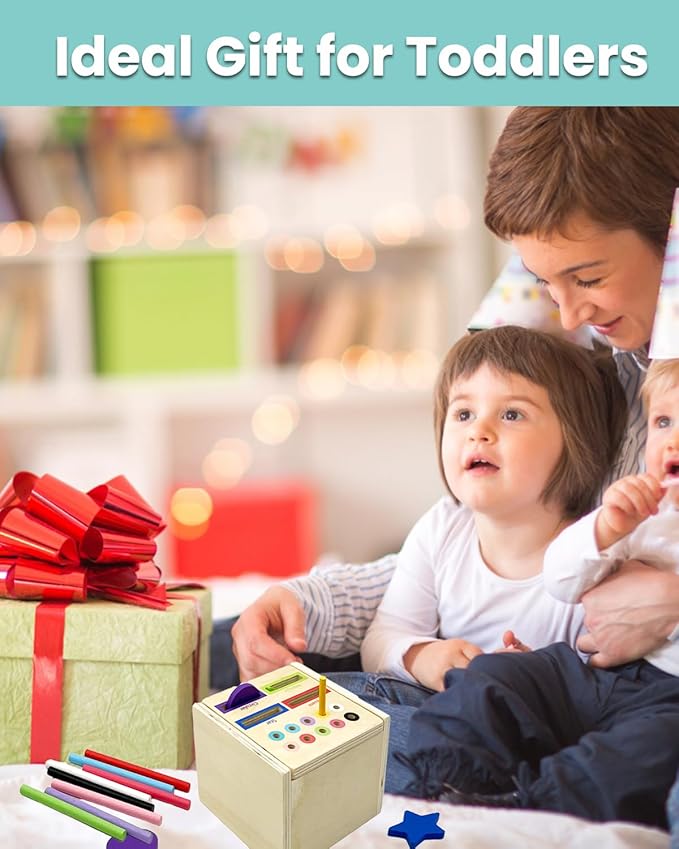 Wooden Sorting Toys Montessori Color & Shape Sorter Preschool Learning Activities Fine Motor Skills Sensory Toys for Toddlers 2-5 Birthday Gifts for Boys and Girls (Colorful-Cube)