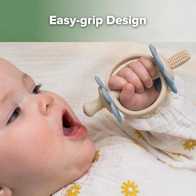 haakaa Silicone Baby Teether Toys,Nipple-Shaped End for Gum Massage,360Β° Baby Toothbrush Head for Self-Brushing Training,Easy to Grip - Sky Blue