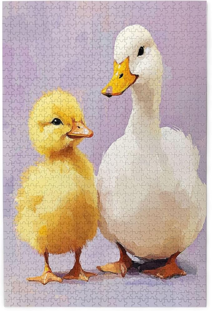 1000 Piece Wooden Jigsaw Puzzle for Adults,Adorable Chicks and Ducklings,Brain Training Challenge,Stress Relief Activity,Heartwarming Farmyard Artwork, Eco-Friendly Woodens Pieces