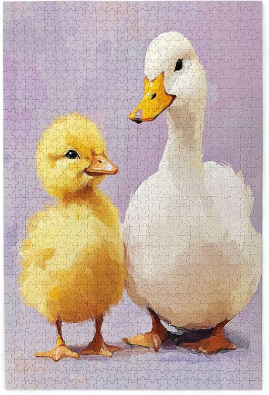 1000 Piece Wooden Jigsaw Puzzle for Adults,Adorable Chicks and Ducklings,Brain Training Challenge,Stress Relief Activity,Heartwarming Farmyard Artwork, Eco-Friendly Woodens Pieces