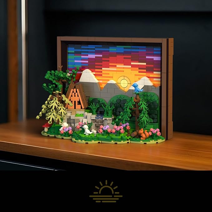 Ideas Sunset Wooden House Building Sets - 3D Puzzle Building Set for Adults, Ages 15+ - Beautifully Detailed Home Art Decor - Unique Gift Idea for Art Fans (1101PCS)