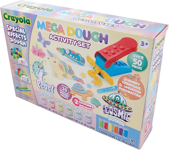 Crayola Mega Activity Set - Pearl & Cosmic | 50 Total Pieces - 20 Dough Packs, 30 Kids Play Tools | Alphabet, Letters, and Shapes | Fun Preschool Learning Activities and Gifts for Kids.