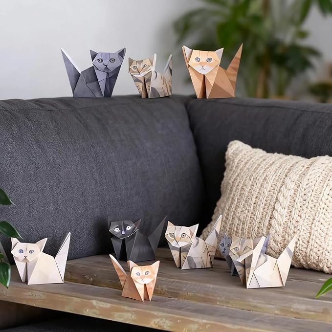 DIY Origami Paper Cats - 50 Sheets DIY Origami Paper to Fold Cute Cat Figures, Fun Craft Activity for Adults & Kids, Desk Decoration & Gift for Cat Lovers(cat)