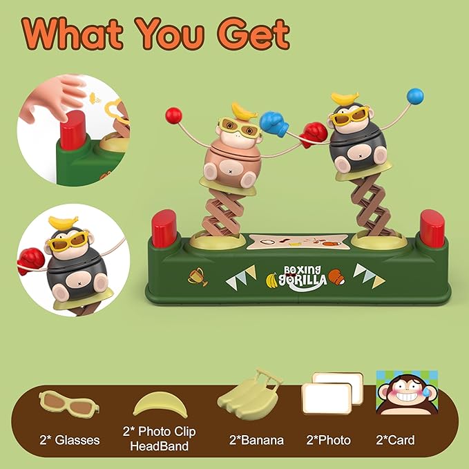 Board Games for Kids 4-6, Toddler Toys Boxing Gorilla Handheld Animal Toy, 2-Player Family Board Game Educational Toy for Children, Halloween Chirstmas Birthday Gifts for Boys Girls age 8-12