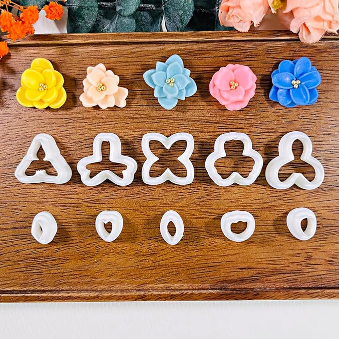 A2-3-1-Handmade Jewelry Pendant Crafting Kit,Flower Plastic Molds Set, DIY Polymer Clay Printing Tools