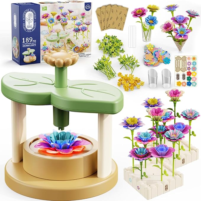 Crafts for Girls 8-12,Craft Kits DIY Fabric Flower Bouquet,Build Your Own Flowers,Toys for 8-12 Years Old,Educational Arts & Crafts Activity, Gardening Pretend Play, 8-12 Year Old Girl Birthday Gifts