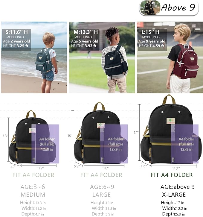 Kids Backpacks For Girls & Boys, Kindergarten to Elementary School, Bookbag Backpack - 17" H, For Kids 10+ XL