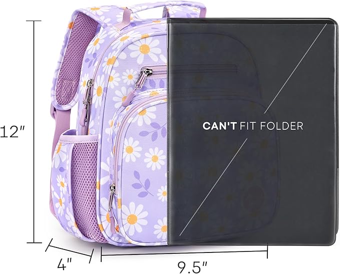 mibasies Toddler Backpack for Girls 2-4: Preschool Kindergarten Backpack - Cute Kids Backpacks for Girls - Daisy Purple