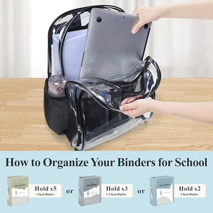 PACKISM Clear Backpack - 17 inch Heavy Duty Clear Backpacks for School, Large Transparent Bookbag for Students (Age 12+)