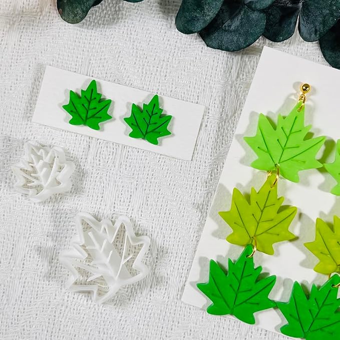 Polymer Clay Cutters Maple Leaf Set – 2PCS Fall Leaf Clay Earring Cutters for Polymer Clay Jewelry, Autumn Theme Clay Tools and Cutters for Earrings, Crafts and Seasonal DIY