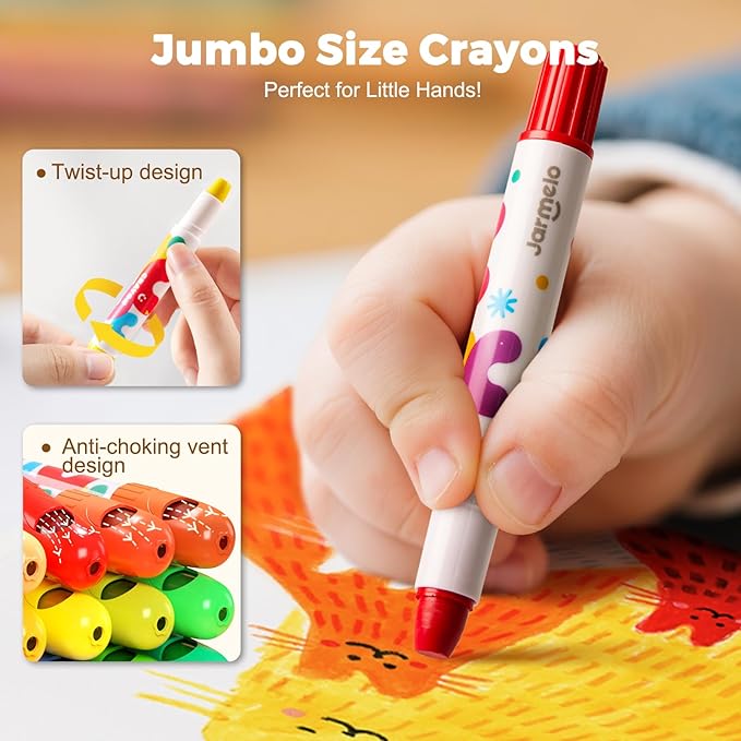 Jar Melo Jumbo Crayons for Toddlers, 36 Colors TwistJoy Non Toxic Washable Crayon, Easy to Hold Large Crayons, Safe for Babies and Children, Gift for Boys and Girls Back to School