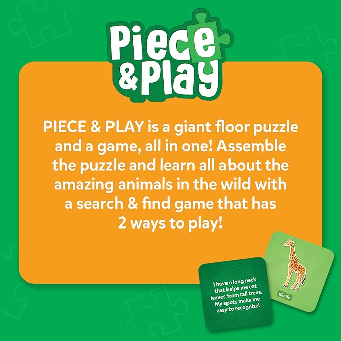 Skillmatics Floor Puzzle & Game - Piece & Play Wild Animals, Jigsaw & Toddler Puzzles, Educational Toy, Gifts for Boys & Girls Ages 3, 4, 5, 6, 7 (48 Pieces, 2 x 3 feet)