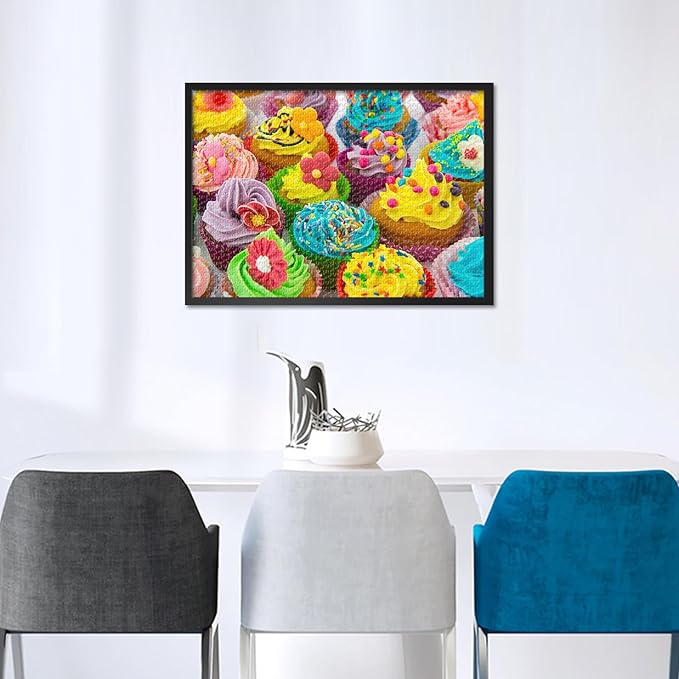 1000 Piece Puzzle for Adults - Mini Cupcake Buffet Jigsaw Puzzles, Tiny Dessert Details Adult Puzzles 1000 Pieces, Intricate Bakery Challenge - 27.5x19.7 Inches