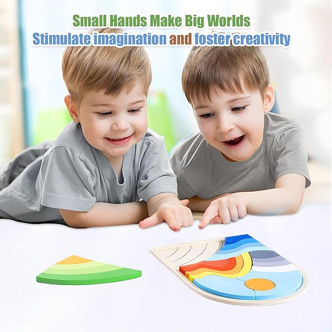 Jigsaw for Baby Boys, Wooden Puzzles for Toddlers 3-5, Boys Girls Birthday Gift for Kids Ages 4-6, Toddler Puzzles Montessori Toys for 3 Year Old, Great Gifts for 3+ Year Olds (Hills)